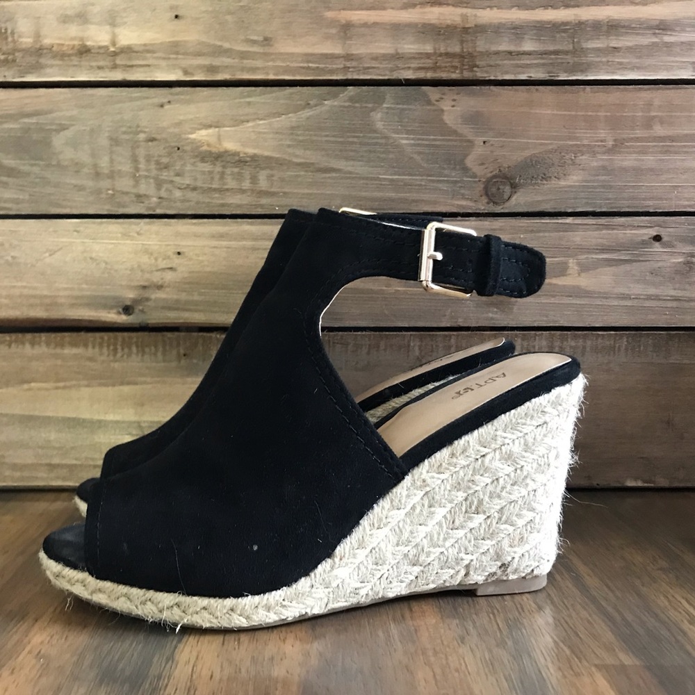 Apt 9 Black Espadrille Wedges
